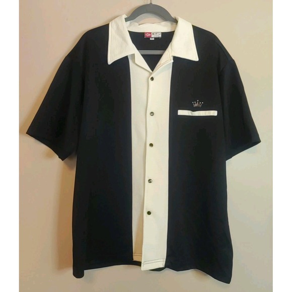 Vintage Iz It U Men Black Ivory  Bowling Retro Soprano Rock Shirt Size XL - Picture 1 of 5